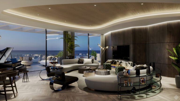 Designwohnzimmer-Meerblick